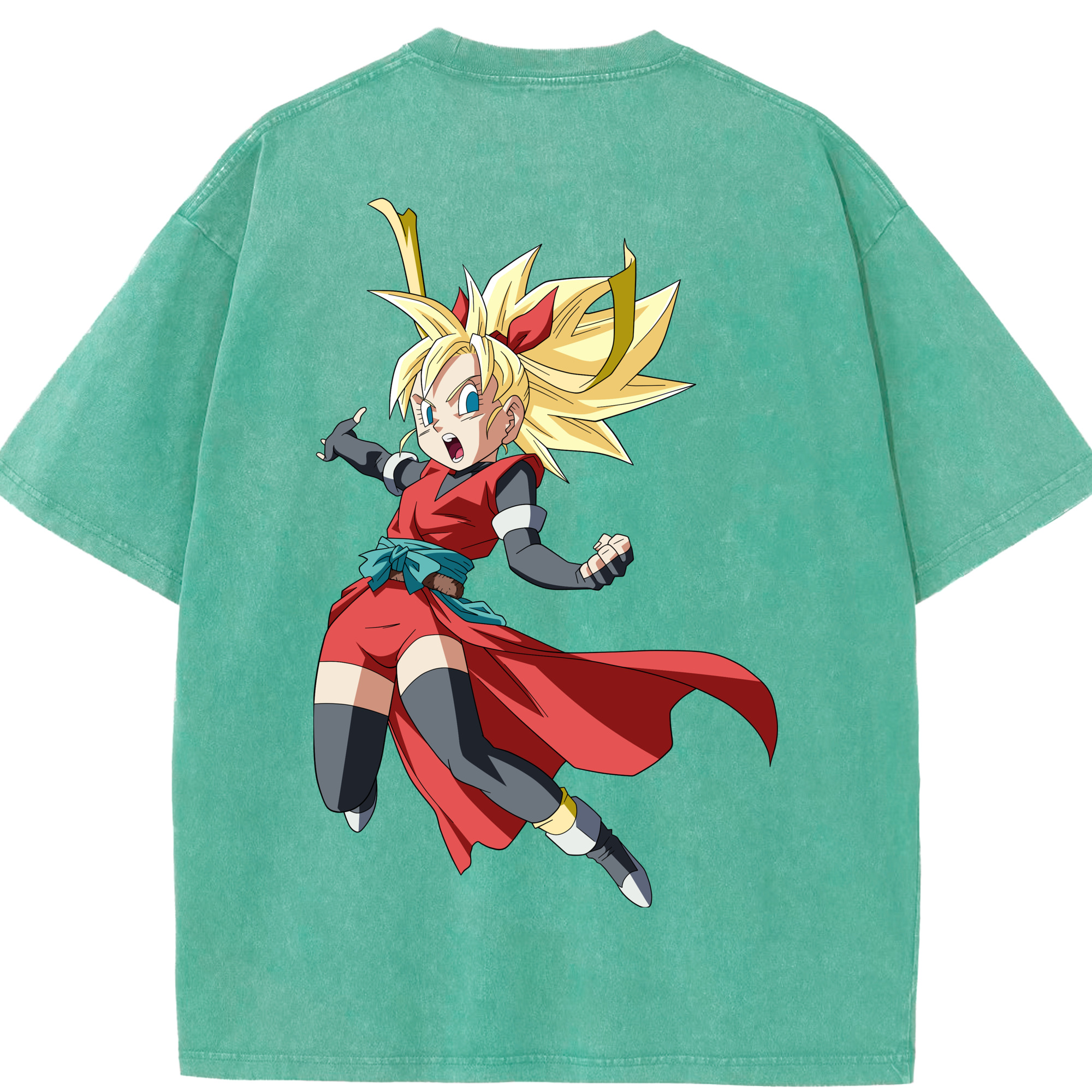 （画像用） ドラゴンボール カリフラ DRAGON BALL Caulifla 綿100% ヴィンテージ風 半袖Tシャツ（背面プリント）